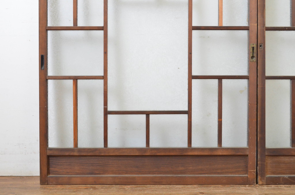 アンティーク建具　大正ロマンの雰囲気漂うガラス窓2枚セット(ガラス戸、引き戸)(R-064075)