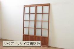 アンティーク建具　杉材　一枚板　時代の流れを感じさせる木味が魅力の板戸窓2枚セット(引き戸)(R-067819)