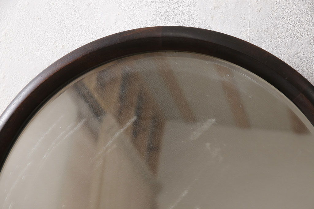 中古　美品　松本民芸家具　西洋アンティークのような雰囲気を感じさせる、丸型一面鏡のドレッサー(鏡台、ミラー)(定価約43万円)(R-053900)