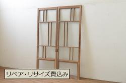 昭和レトロ　ラワン材　味わい深い趣のドア(ガラス扉、建具)