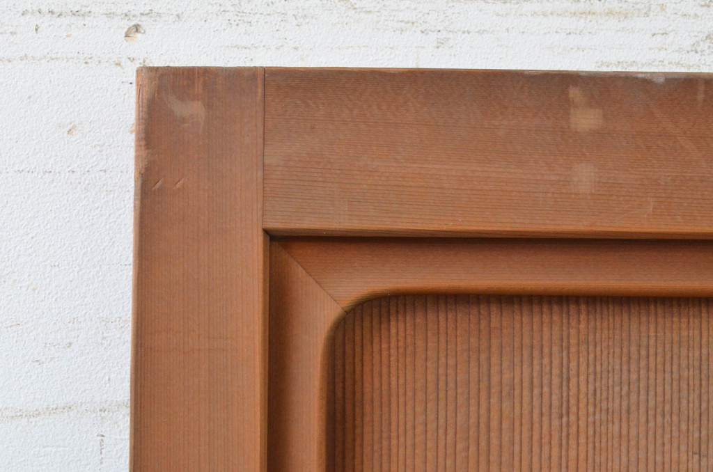 アンティーク建具　上手物!!　杉材　柾目の美しい横浅付き板戸扉1枚(ドア、木製扉)(R-068872)