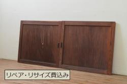 明治期　杉材　漆塗り　幅広サイズで存在感抜群の帯戸2枚セット(板戸)(2)