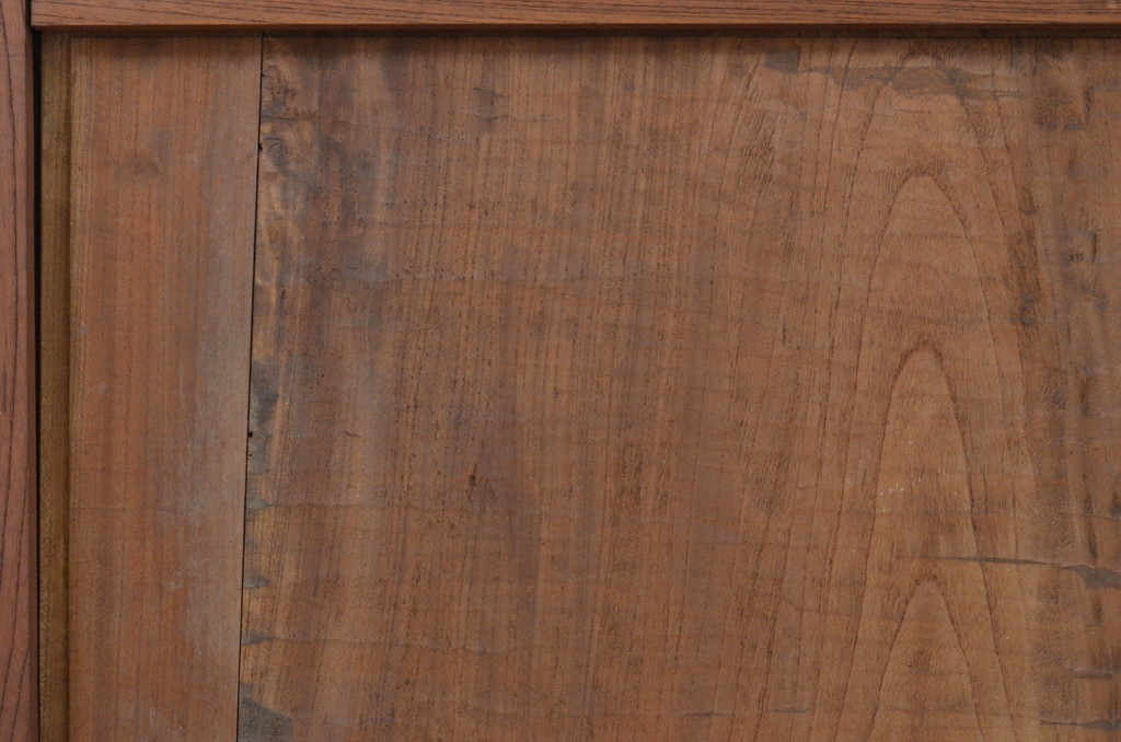 アンティーク建具　総欅(ケヤキ)材一枚板　経年を感じさせる木味が魅力の板戸窓2枚セット(引き戸)(R-068882)