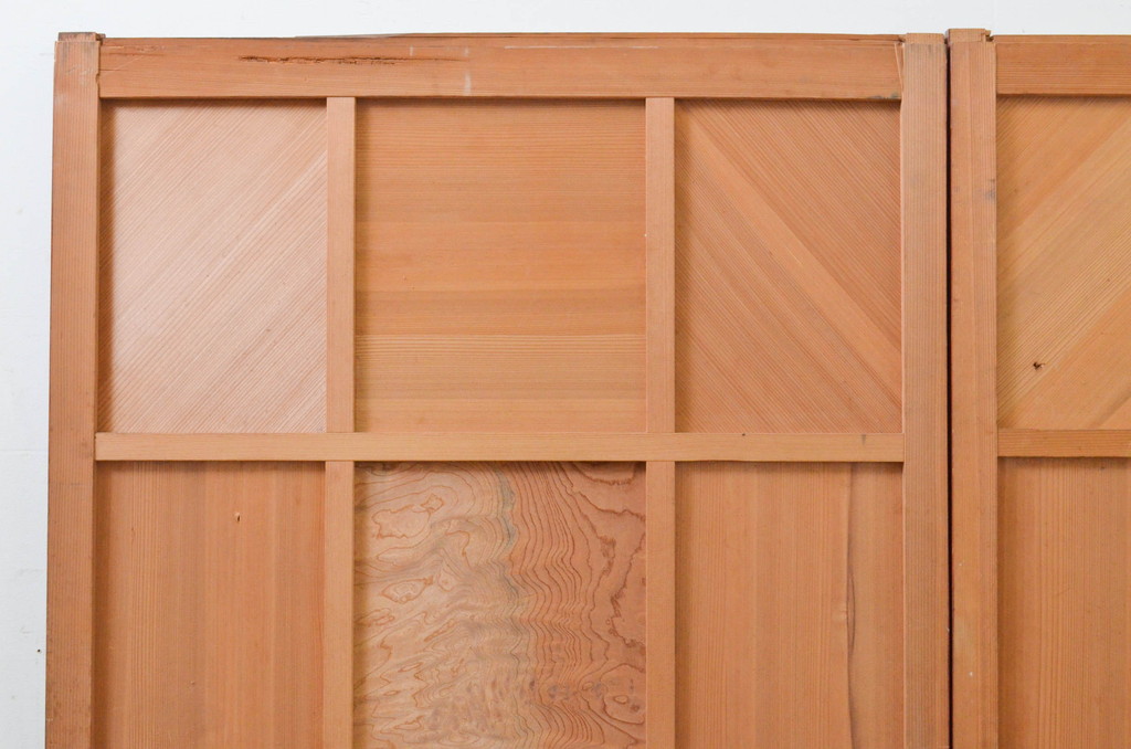 アンティーク建具　モダンデザイン　大正ロマンの雰囲気を高める板戸窓2枚セット(引き戸)(R-068888)