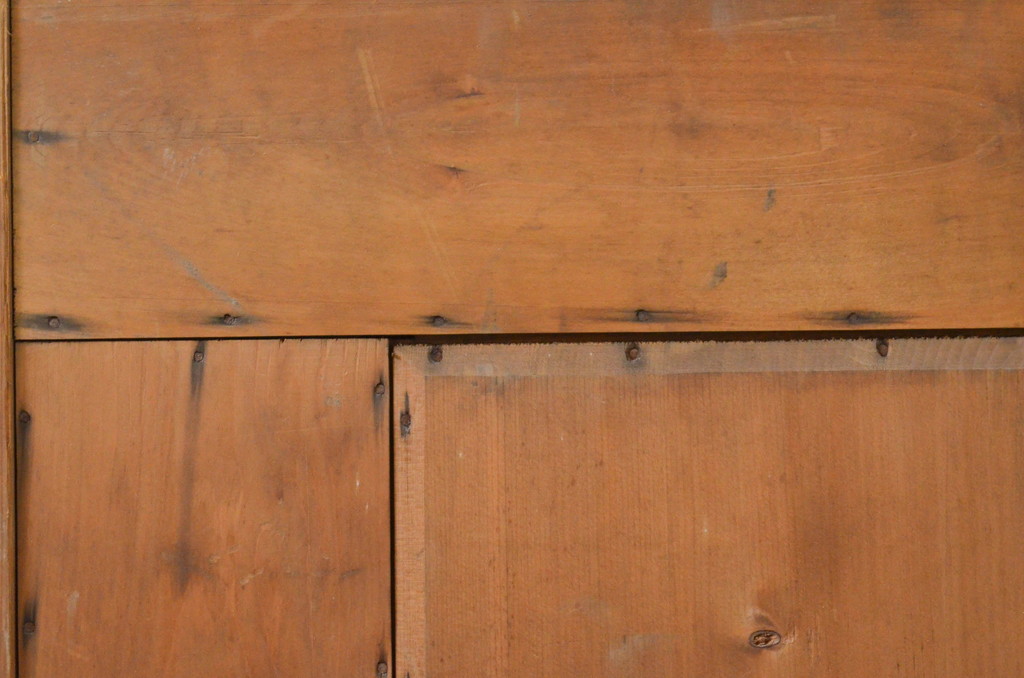 アンティーク建具　希少デザイン!!　大正ロマンの雰囲気を高めるモダンな格子の板戸窓2枚セット(引き戸、ガラス戸)(R-068892)