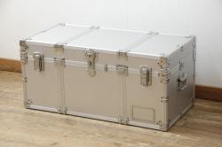 ビンテージ雑貨　和製ヴィンテージ　メンズライクな空間のアクセントにおすすめのアルミ製トランク(船トランク、収納、ディスプレイ)(R-059254)