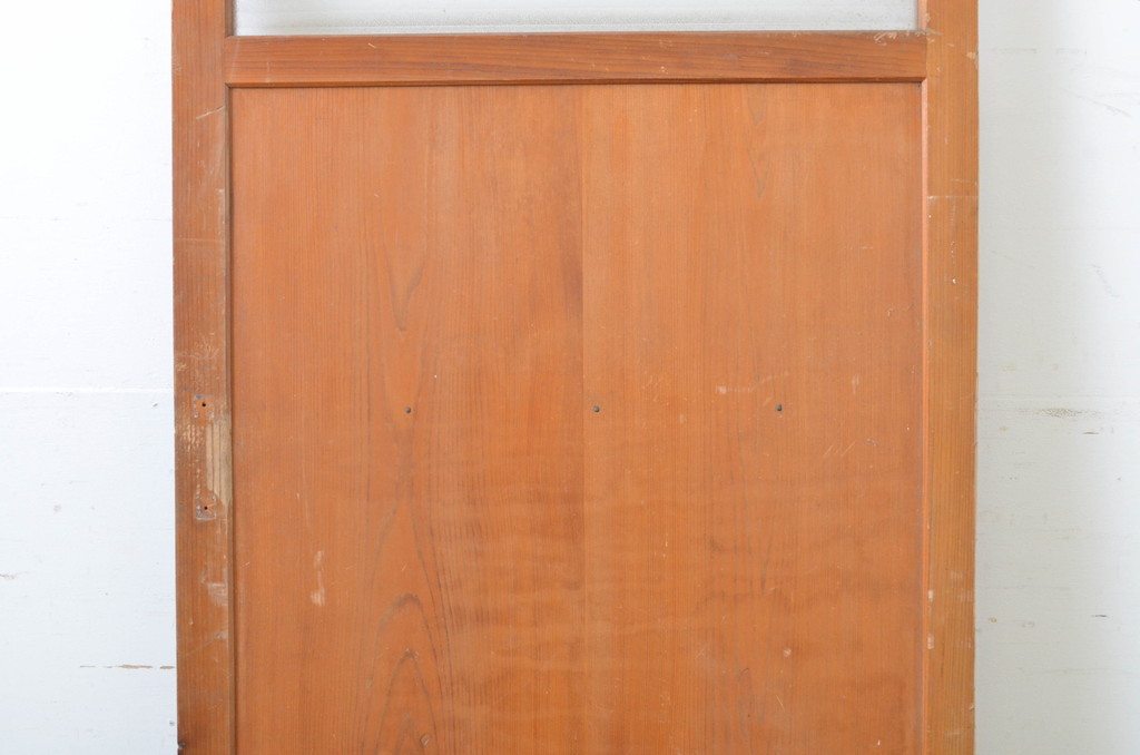 アンティーク建具　銀モールガラス　和洋どちらにも合うシンプルなデザインが魅力のガラス扉1枚(ドア、木製扉)(R-063578)