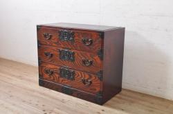 中古　美品　国産手造り　台輪付きリメイク　上品な佇まいの総桐箪笥・上段(並厚)(総桐たんす、着物箪笥、衣装箪笥、サイドチェスト)(定価約64万円)(R-054542)