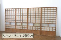 アンティーク建具　シンプルでインテリアに取り入れやすいガラス欄間1枚(明り取り、明かり取り)(R-069596)