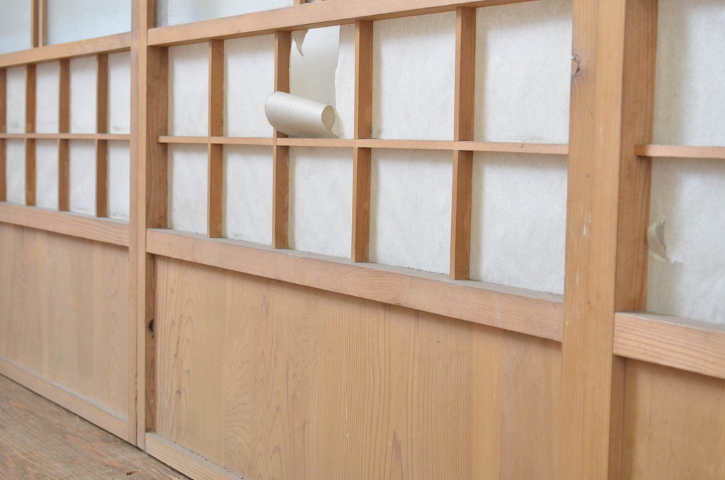 アンティーク建具　落ち着きのある和を演出する障子戸4枚セット(引き戸)(R-063726)