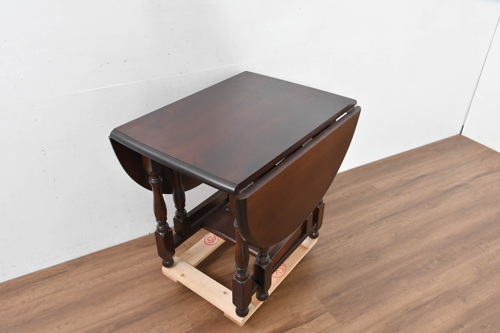 中古　超美品　松本民芸家具　M型バタフライ卓(楕円)　凝った脚のデザインが目を惹くバタフライテーブル(ドロップリーフテーブル、エクステンションテーブル、食卓、ダイニングテーブル、2人掛け、4人掛け、2人用、4人用)(定価約28万)(R-084701)