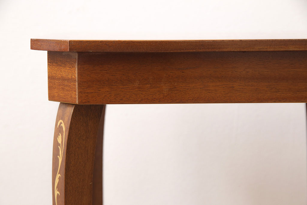イタリアビンテージ　輸入家具　 象嵌細工が美しい!華やかな雰囲気を醸し出す上蓋付きサイドテーブル(コンソールテーブル、飾り台、インレイ、ヴィンテージ)(R-052184)