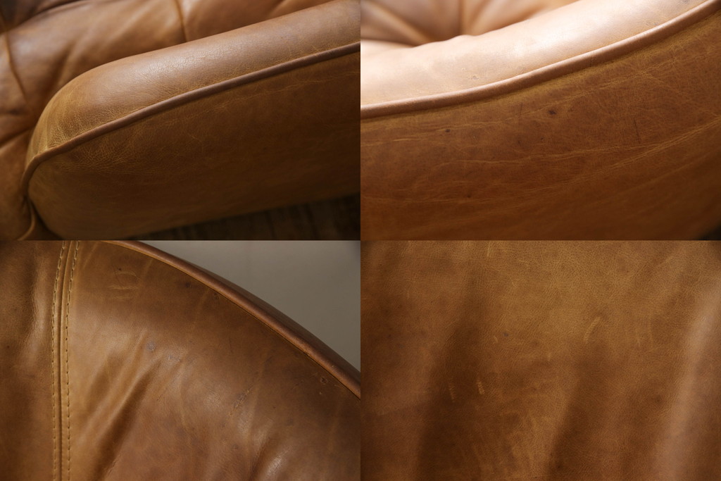 中古　CRASH GATE(クラッシュゲート)　tabu(タブー)　OPIUM SOFA(オピアムソファ)　可愛らしさとかっこよさのバランスが絶妙!おしゃれな2人掛けレザーソファ(本革ソファ、二人掛けソファ、2P、アームソファ)(R-061342)