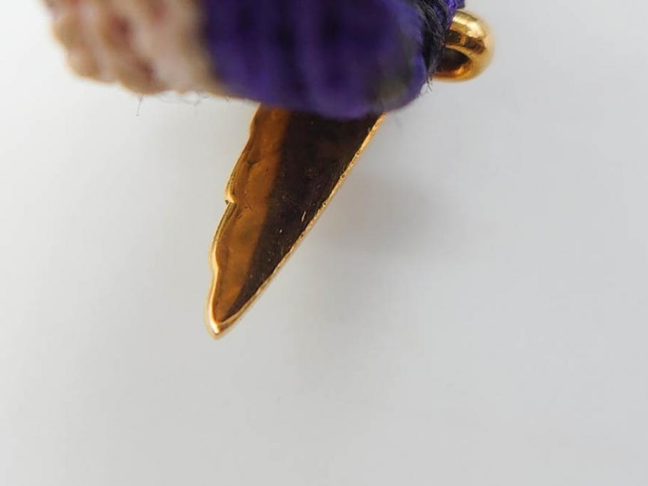 時代物　彫金　K20(20金)　羽ばたく鶴のデザインが上品な帯留め(つる、ツル、和装小物、着物道具、アクセサリー、帯締め、ゴールド、金)(R-078236)