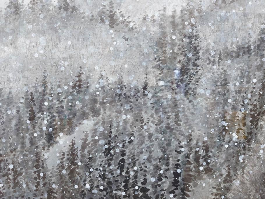 真作　橋本広喜　「冬の集落」　降り積もる山村の雪景色が美しい墨彩画(冬、雪、集落、山、額付き、外箱付き)(R-077926)