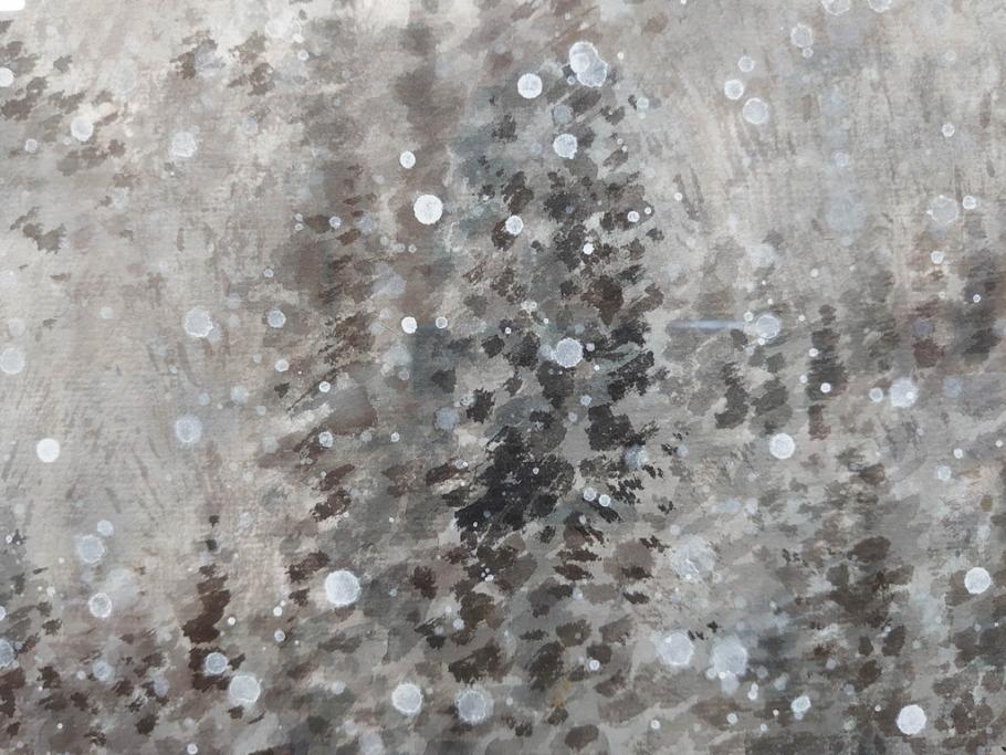 真作　橋本広喜　「冬の集落」　降り積もる山村の雪景色が美しい墨彩画(冬、雪、集落、山、額付き、外箱付き)(R-077926)