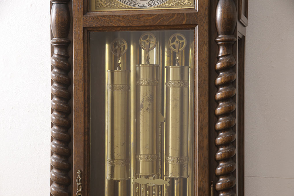 ヴィンテージ時計　ジャンク品　ドイツ製　Urgos(ウルゴス)　重錘式　クラシカルな空間を演出するホールクロック(振り子時計、柱時計、ディスプレイ、ビンテージ)(定価約135万円)(R-053563)