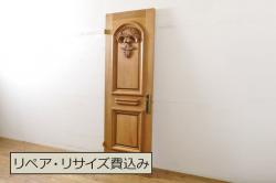 アンティーク建具　上手物!!　背も高い!!　北陸産　総欅(ケヤキ)材　和の空間を高める格子蔵戸1枚(格子戸、引き戸、玄関戸)(R-079632)