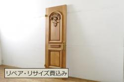 アンティーク建具　上手物!!　北陸産　総欅(ケヤキ)材　和の空間を高める格子蔵戸1枚(格子戸、引き戸、玄関戸)(R-079636)