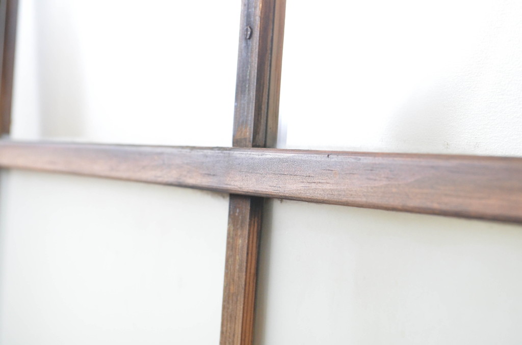 アンティーク建具　木のぬくもり感じる色味が魅力のガラス戸2枚セット(引き戸)(R-063737)