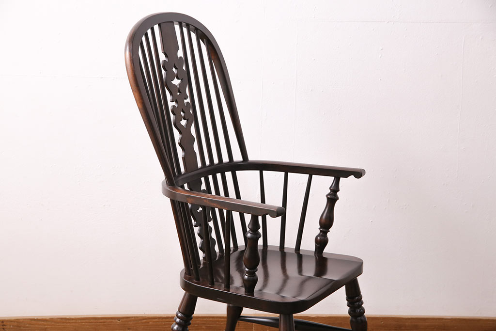 中古　松本民芸家具　#44A型　座り心地の良さと優美なデザインが魅力的なウィンザーチェア(アームチェア、椅子、ウインザーチェア)(定価約18万円)(R-048289)