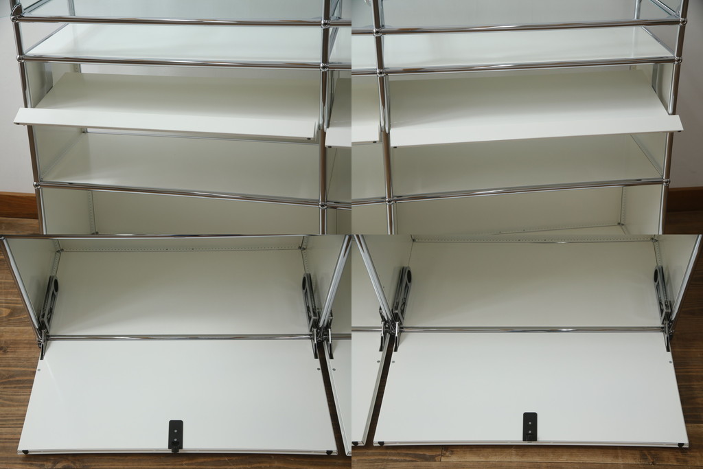 中古　USMハラー(USM Haller)　鍵付きショーケースが魅力の鉄製キャビネット(収納棚、ラック、飾り棚、陳列棚、ガラスケース、店舗什器)(R-074303)