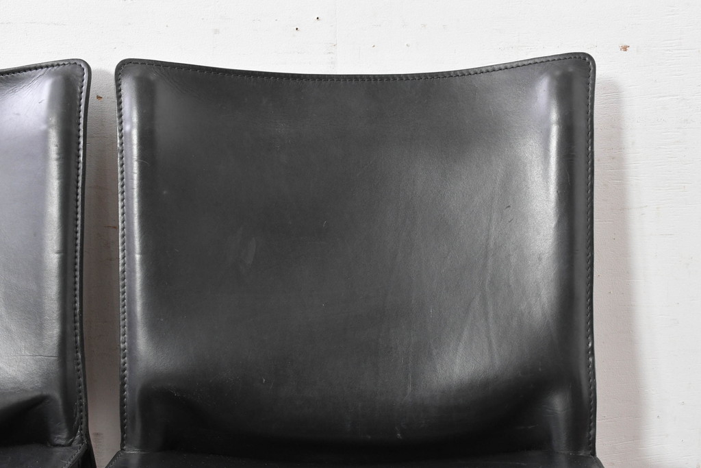 中古　美品　Cassina(カッシーナ)　412　CAB(キャブ)　MARIO BELLINI(マリオベリーニ)　シックでラグジュアリーな雰囲気を高めるアームレスチェア4脚セット(キャブチェア、ダイニングチェア、椅子、イス、バラ売り可能)(定価約120万円)(R-084667)