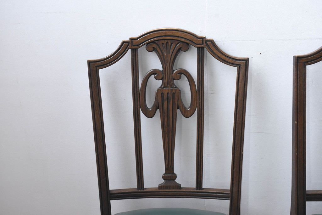 中古　美品　カリモク家具　domani(ドマーニ)　QUEENS LIFE(クイーンズライフ)　本革　優美なフォルムで格調高い雰囲気漂うダイニングチェア6脚セット(アームレスチェア、椅子、イス、バラ売り可能)(現行価格約132万円)(R-084600)