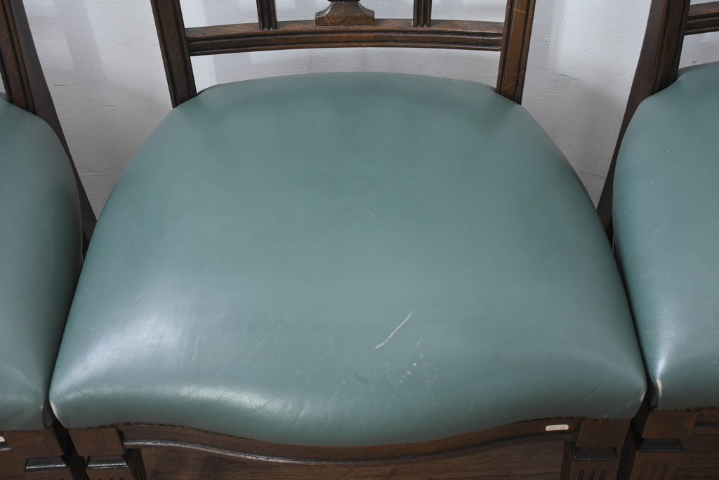 中古　美品　カリモク家具　domani(ドマーニ)　QUEENS LIFE(クイーンズライフ)　本革　優美なフォルムで格調高い雰囲気漂うダイニングチェア6脚セット(アームレスチェア、椅子、イス、バラ売り可能)(現行価格約132万円)(R-084600)