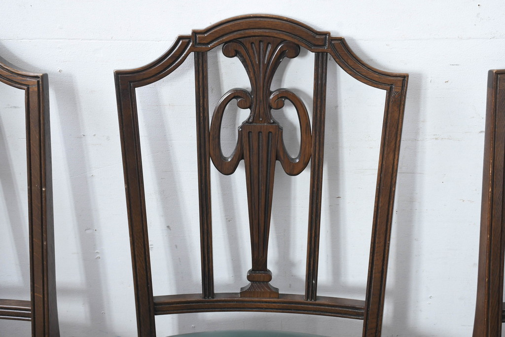 中古　美品　カリモク家具　domani(ドマーニ)　QUEENS LIFE(クイーンズライフ)　本革　優美なフォルムで格調高い雰囲気漂うダイニングチェア6脚セット(アームレスチェア、椅子、イス、バラ売り可能)(現行価格約132万円)(R-084600)