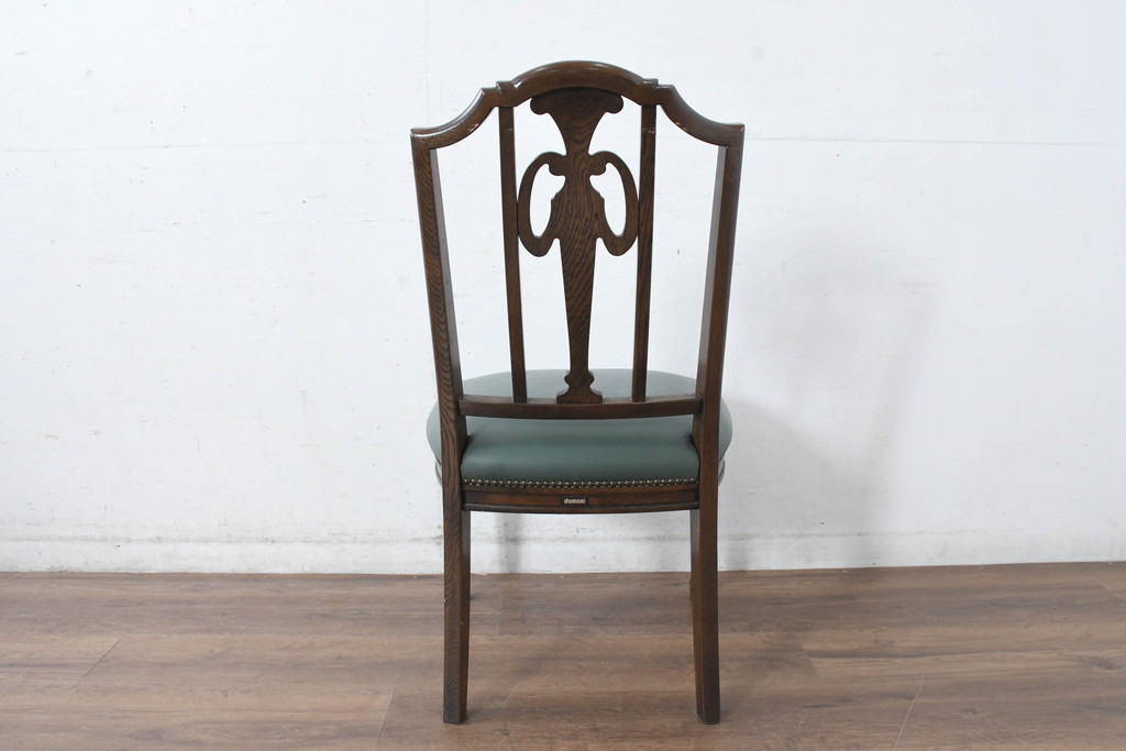 中古　美品　カリモク家具　domani(ドマーニ)　QUEENS LIFE(クイーンズライフ)　本革　優美なフォルムで格調高い雰囲気漂うダイニングチェア6脚セット(アームレスチェア、椅子、イス、バラ売り可能)(現行価格約132万円)(R-084600)