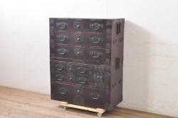 和製アンティーク　明治期　漆塗りが上品な雰囲気を高める長持(収納箱)(R-047905)