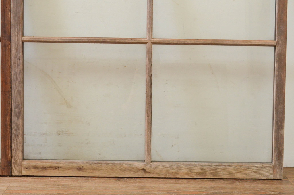 アンティーク建具　レトロな空間作りにおすすめなガラス窓2枚セット(引き戸、ガラス戸)(R-069624)