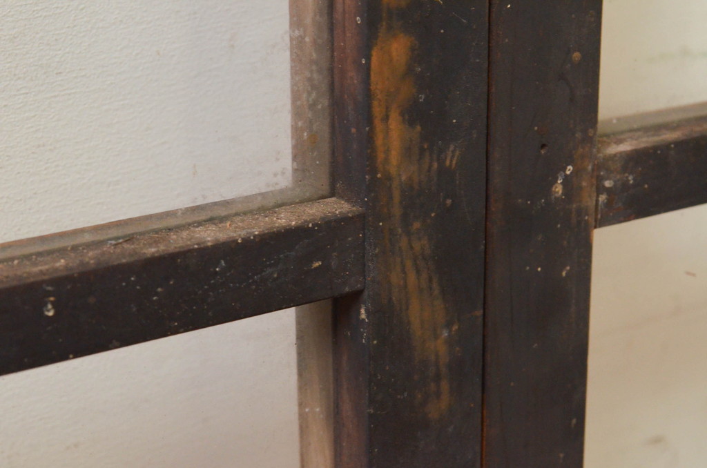 アンティーク建具　レトロな空間作りにおすすめなガラス戸3枚セット(引き戸、ガラス窓)(R-069625)
