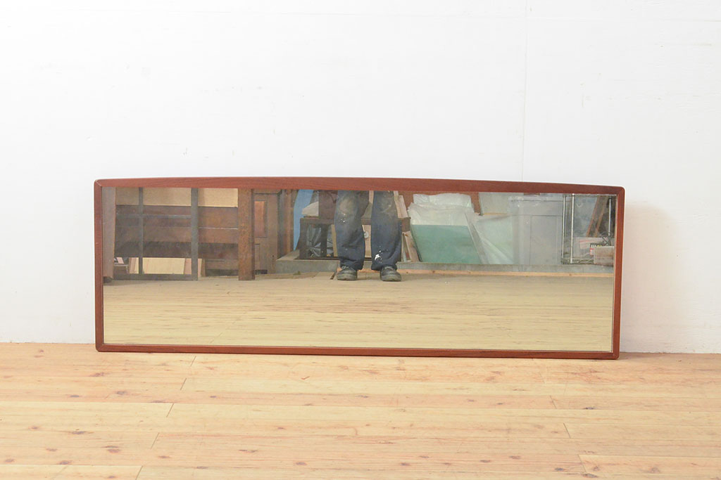 北欧ビンテージ リメイク チーク材製の横長ウォールミラー(壁掛け、鏡、ヴィンテージ)(R-053263) | ラフジュ工房