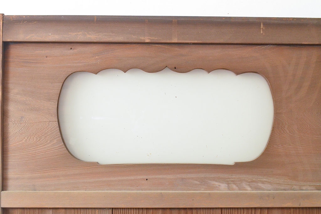 アンティーク建具　レトロな雰囲気漂うガラス入りの板戸1枚(引き戸、建具)(R-050563)