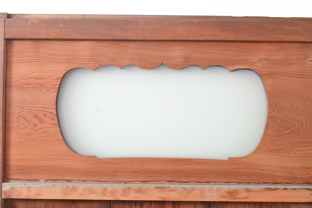 アンティーク建具　レトロな雰囲気漂うガラス入りの板戸1枚(引き戸、建具)(R-050563)