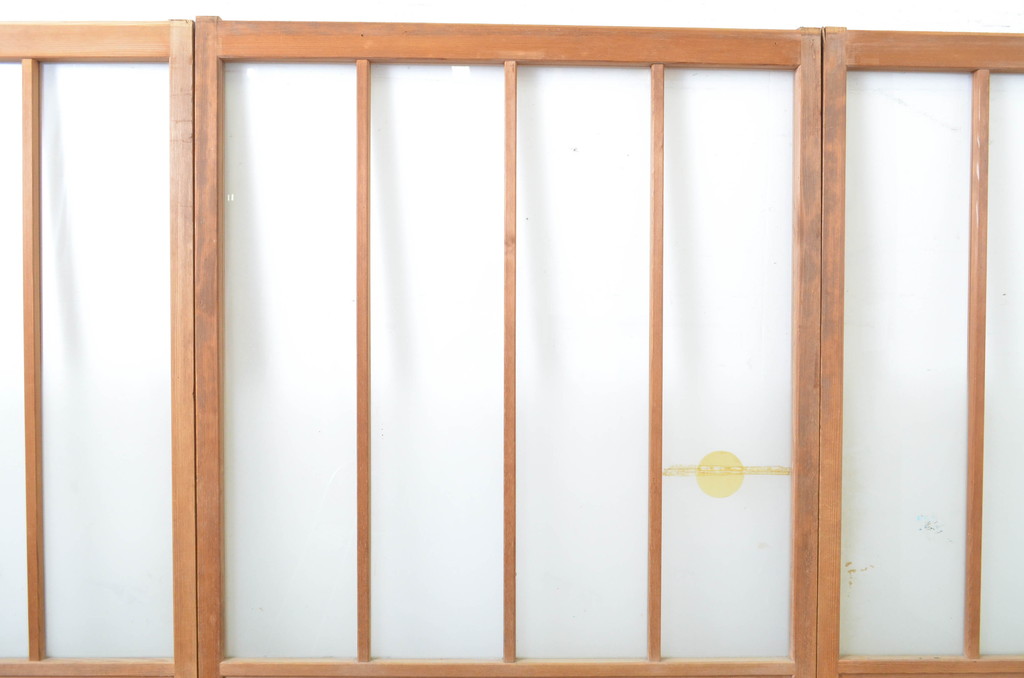 アンティーク建具　シンプルで取り入れやすいガラス戸3枚セット(引き戸)(R-064059)