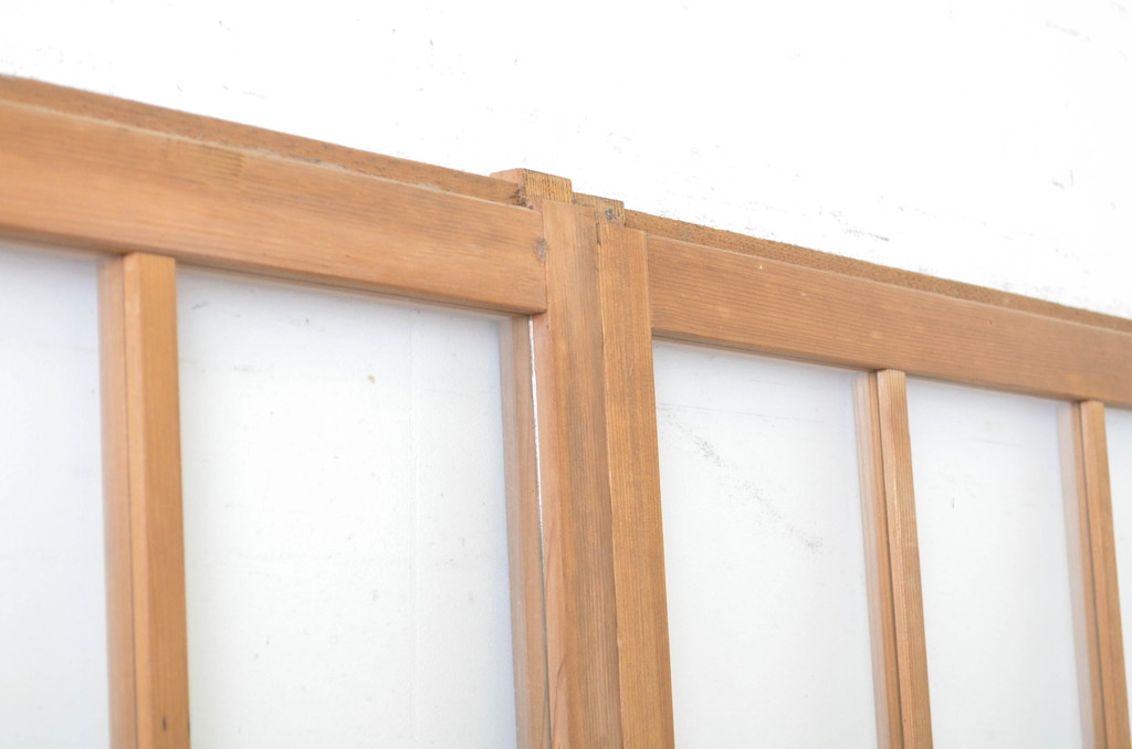 アンティーク建具　シンプルで取り入れやすいガラス戸3枚セット(引き戸)(R-064059)