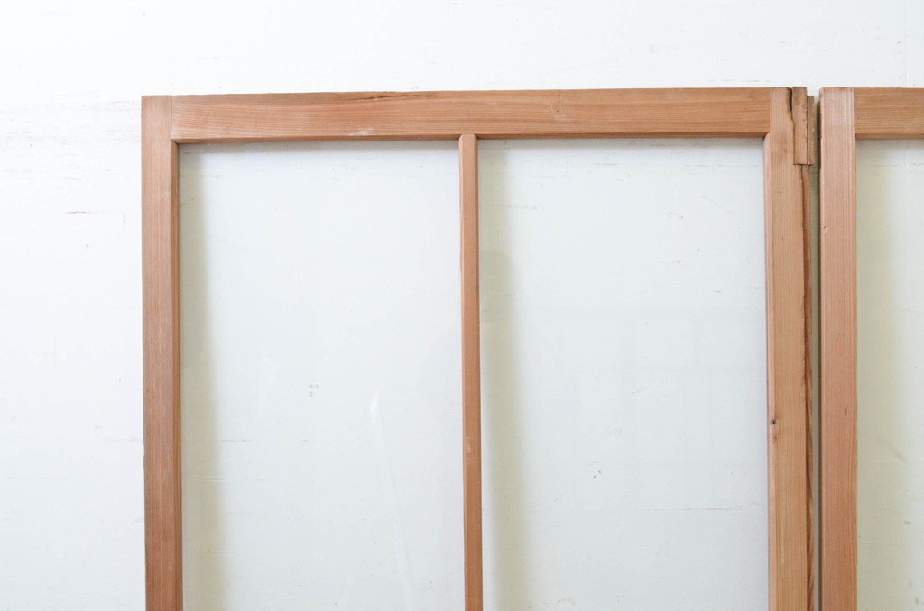 アンティーク建具　大正ロマンの雰囲気漂うガラス戸2枚セット(引き戸)(R-070940)