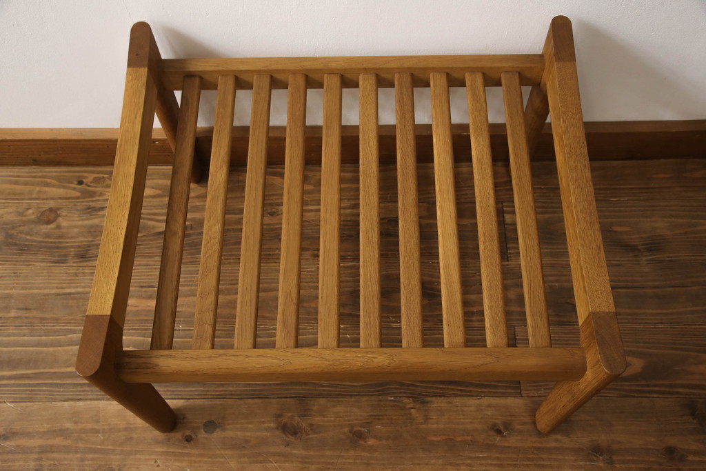 デンマークビンテージ　美品　GETAMA(ゲタマ)　Hans J Wegner(ハンス・J・ウェグナー)　GE290A　オーク材　くつろぎの空間を演出するアームチェアとオットマンのセット(椅子、イス、1P、一人掛けソファ、1人掛けソファ、フットスツール、ヴィンテージ、北欧)(R-068558)