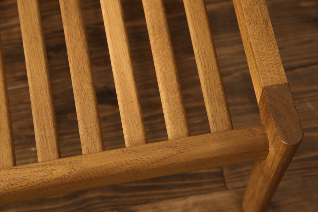 デンマークビンテージ　美品　GETAMA(ゲタマ)　Hans J Wegner(ハンス・J・ウェグナー)　GE290A　オーク材　くつろぎの空間を演出するアームチェアとオットマンのセット(椅子、イス、1P、一人掛けソファ、1人掛けソファ、フットスツール、ヴィンテージ、北欧)(R-068558)