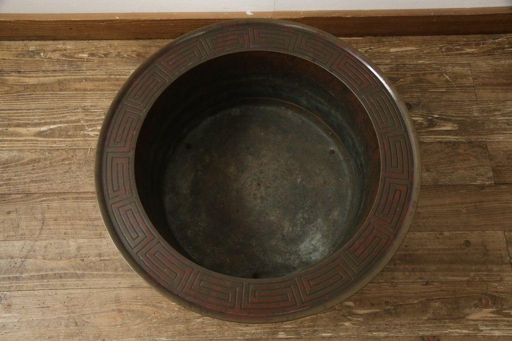 和製アンティーク 古美術 時代物 厚手 むらし銅 特大!直径約60cm
