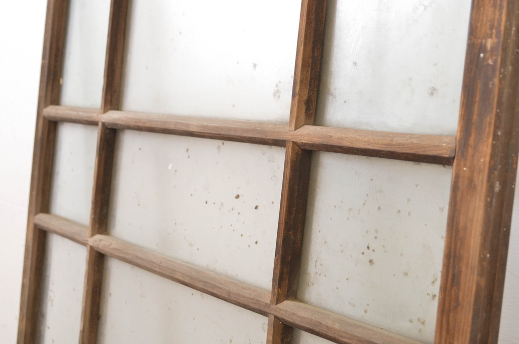 アンティーク建具　大正ロマンの雰囲気香るガラス窓1枚(ガラス戸、引き戸)(R-064067)