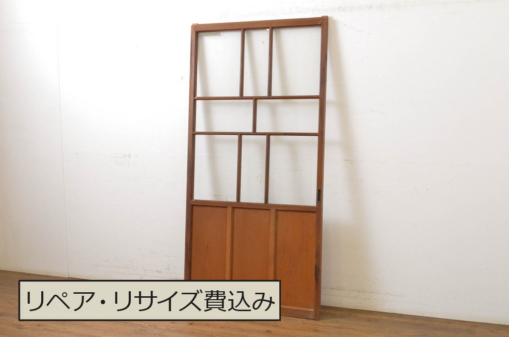 アンティーク建具　大正ロマンの雰囲気香るガラス戸1枚(引き戸)(R-062961)