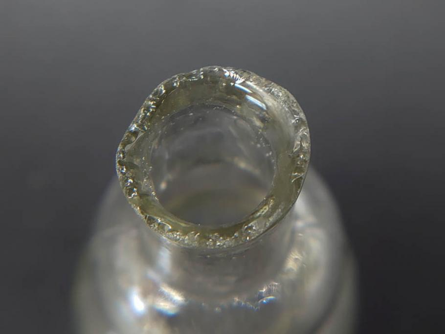 戦前　当時物　瓢箪型　気泡や絶妙なフォルムが味わいのあるニッキ水瓶5個セット(豆ガラス、ちびニッキ水、ガラス容器、駄菓子屋ビン、ペロペロ、レトロガラス、一輪挿し、ひょうたん)(R-077064)