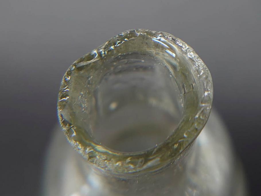 戦前　当時物　瓢箪型　気泡や絶妙なフォルムが味わいのあるニッキ水瓶5個セット(豆ガラス、ちびニッキ水、ガラス容器、駄菓子屋ビン、ペロペロ、レトロガラス、一輪挿し、ひょうたん)(R-077064)