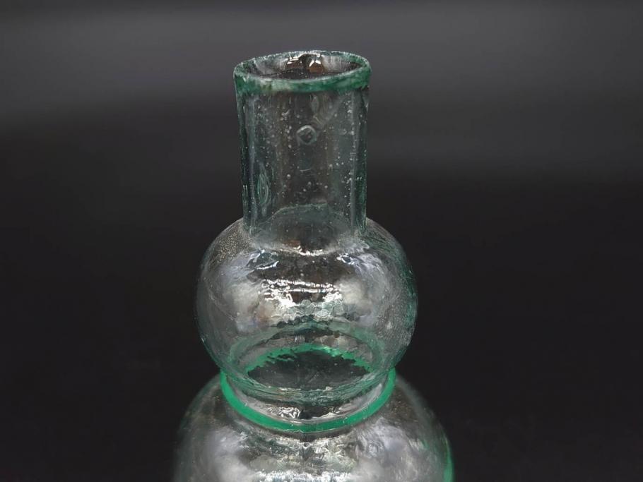 戦前　当時物　瓢箪型　気泡や絶妙なフォルムが味わいのあるニッキ水瓶5個セット(豆ガラス、ちびニッキ水、ガラス容器、駄菓子屋ビン、ペロペロ、レトロガラス、一輪挿し、ひょうたん)(R-077064)