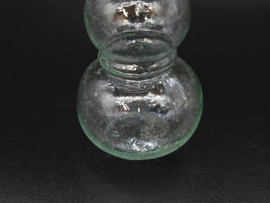 戦前　当時物　瓢箪型　気泡や絶妙なフォルムが味わいのあるニッキ水瓶5個セット(豆ガラス、ちびニッキ水、ガラス容器、駄菓子屋ビン、ペロペロ、レトロガラス、一輪挿し、ひょうたん)(R-077064)