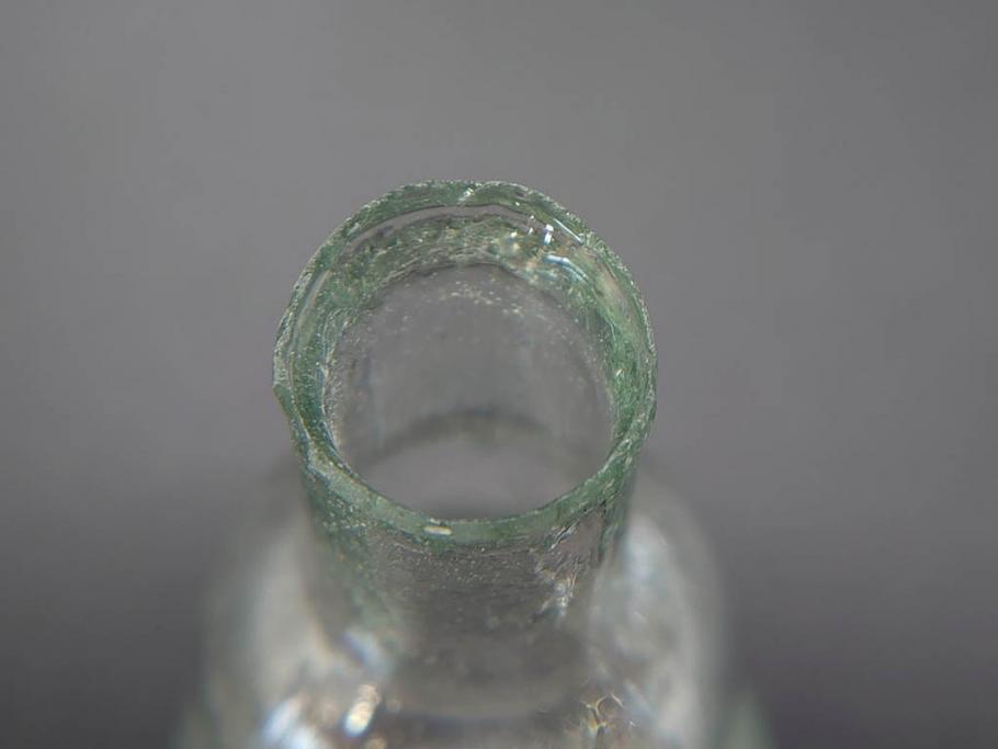 戦前　当時物　瓢箪型　気泡や絶妙なフォルムが味わいのあるニッキ水瓶5個セット(豆ガラス、ちびニッキ水、ガラス容器、駄菓子屋ビン、ペロペロ、レトロガラス、一輪挿し、ひょうたん)(R-077064)